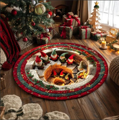 🎄3D Christmas Gnome Optical Illusion Round Rug | Fun Festive Home Decor Must‑Have⭐🏠🎁