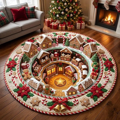 🎄3D Christmas Gnome Optical Illusion Round Rug | Fun Festive Home Decor Must‑Have⭐🏠🎁