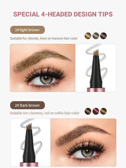 ✏️ BUY 1 GET 1 FREE! ✨ 3D Microblading Eyebrow Pencil – 4-Prong Tip, Waterproof & Natural Hair-Like Strokes 🖌️