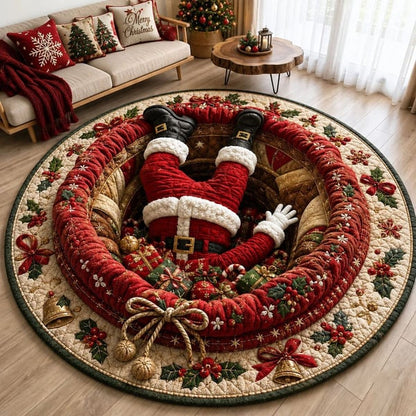 🎄3D Christmas Gnome Optical Illusion Round Rug | Fun Festive Home Decor Must‑Have⭐🏠🎁
