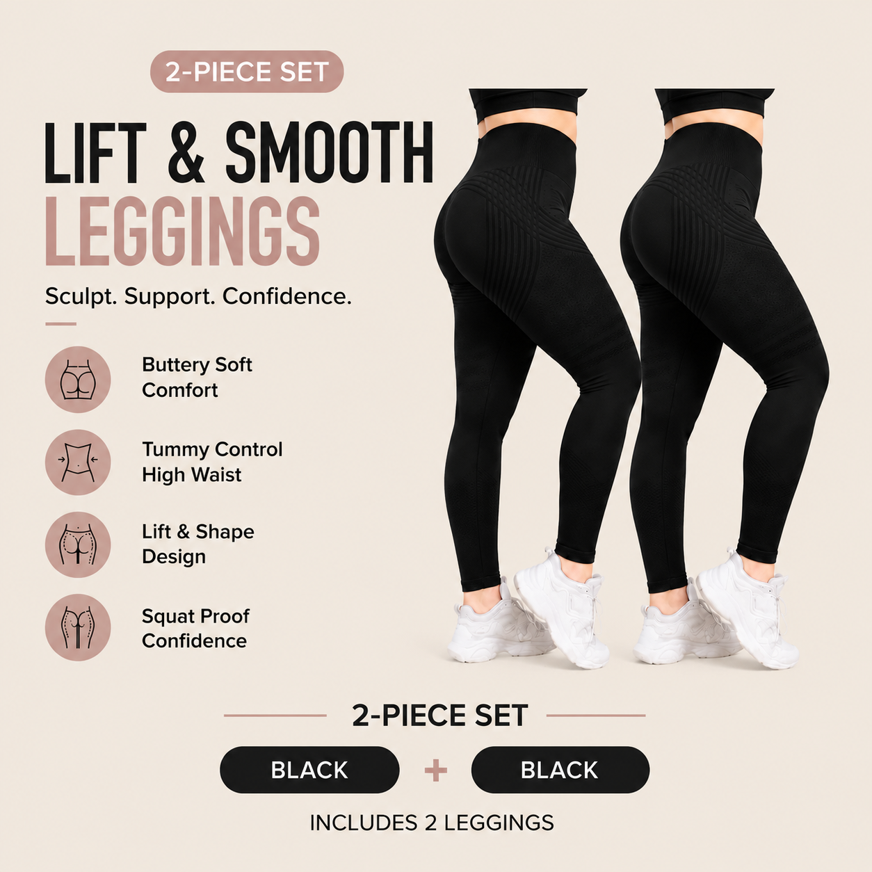 🌸💖Last Day! 50% OFF 2-Pack LBMLBM® Lift & Smooth Leggings