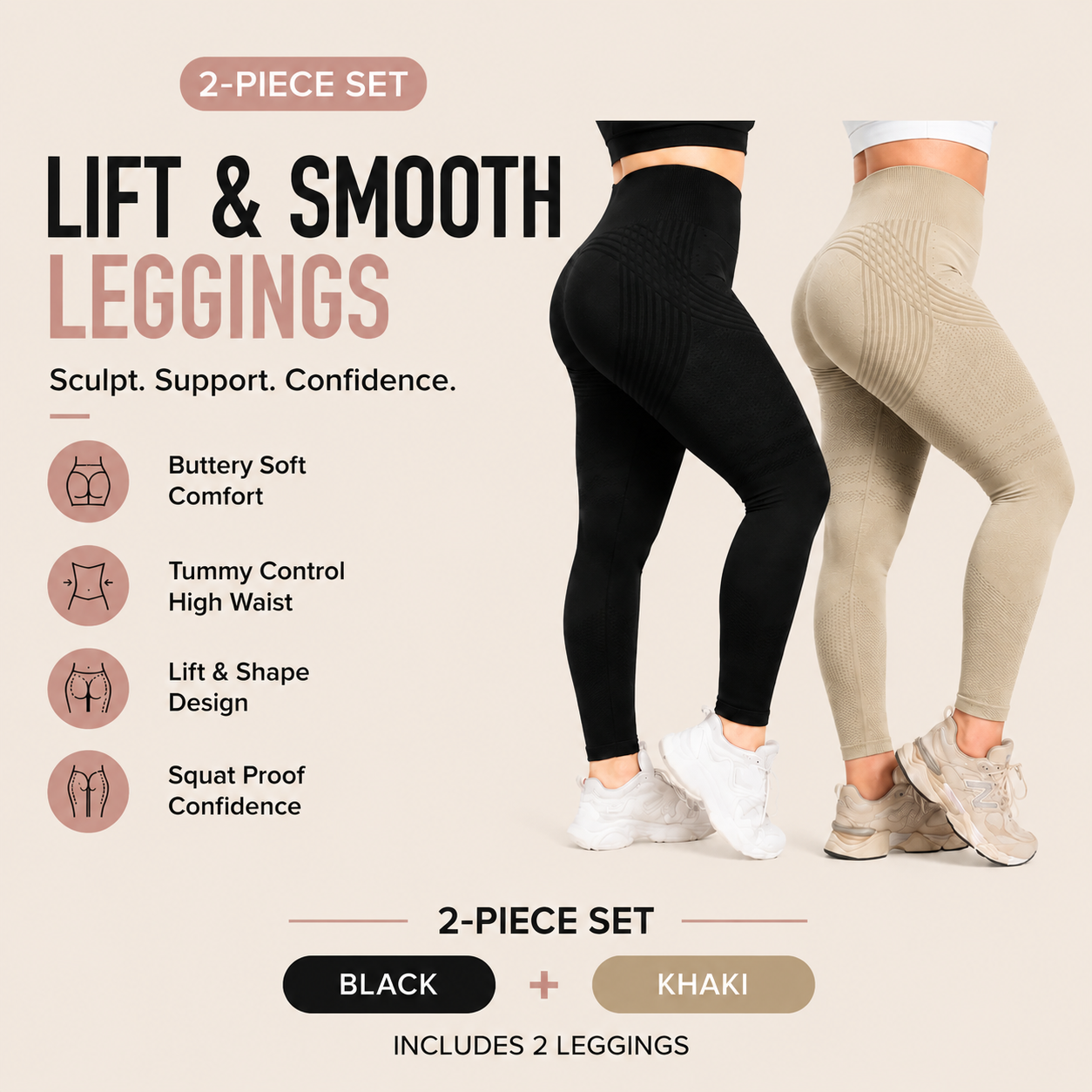 🌸💖Last Day! 50% OFF 2-Pack LBMLBM® Lift & Smooth Leggings
