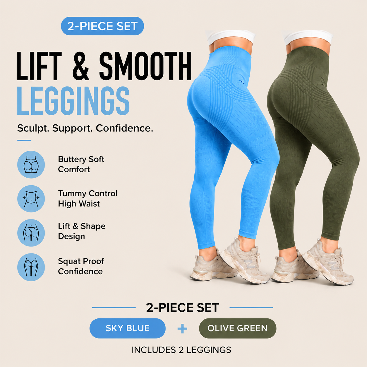 🌸💖Last Day! 50% OFF 2-Pack LBMLBM® Lift & Smooth Leggings
