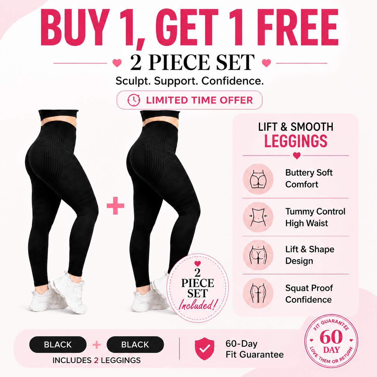 🌸💖Last Day! 50% OFF 2-Pack LBMLBM® Lift & Smooth Leggings