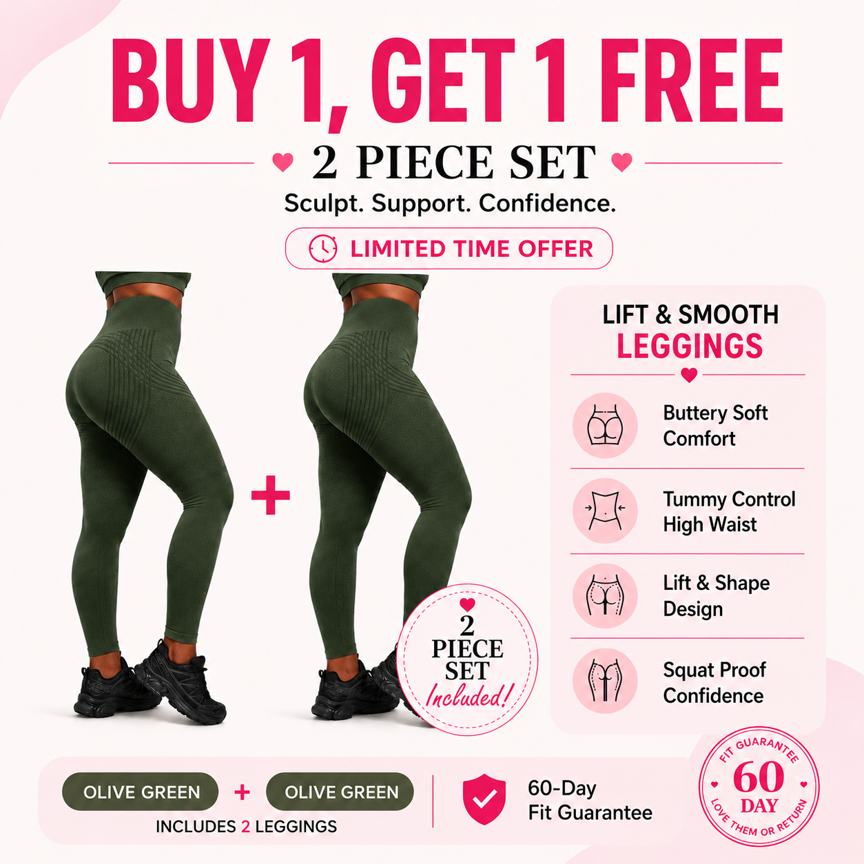 🌸💖Last Day! 50% OFF 2-Pack LBMLBM® Lift & Smooth Leggings