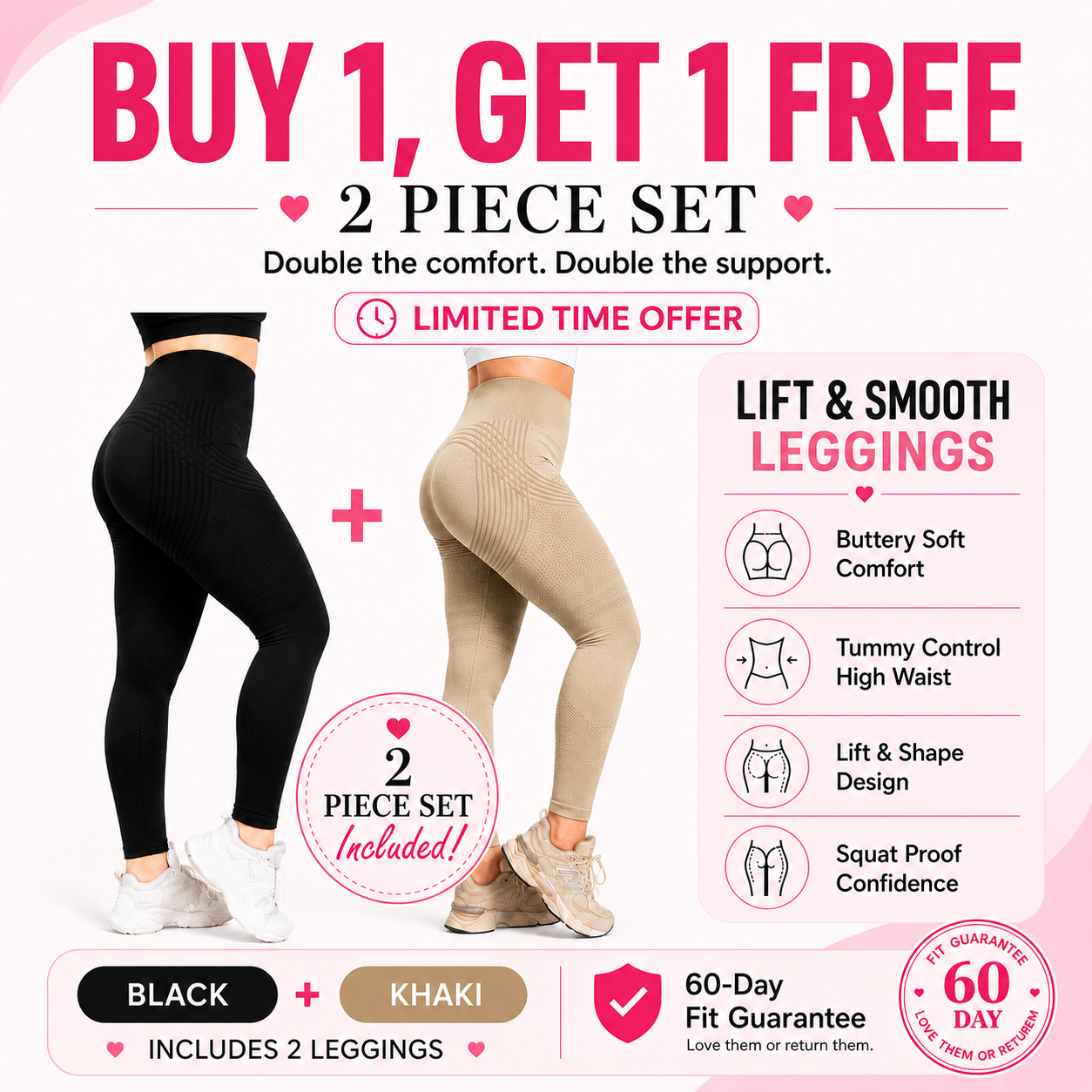 🌸💖Last Day! 50% OFF 2-Pack LBMLBM® Lift & Smooth Leggings