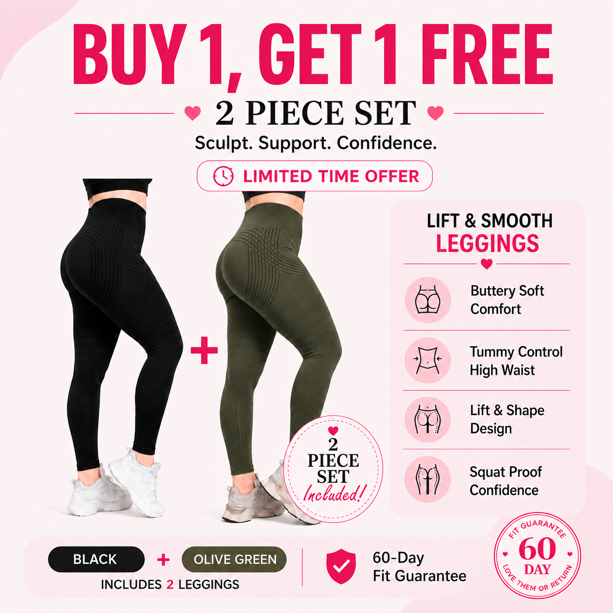 🌸💖Last Day! 50% OFF 2-Pack LBMLBM® Lift & Smooth Leggings