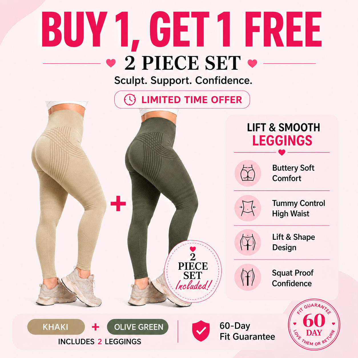 🌸💖Last Day! 50% OFF 2-Pack LBMLBM® Lift & Smooth Leggings