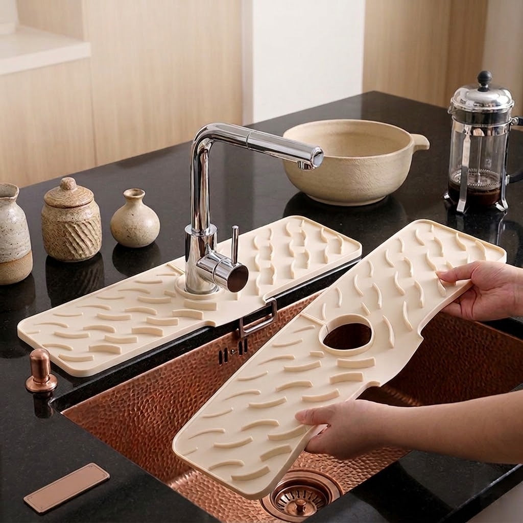 Wave-Texture Faucet Draining Mat